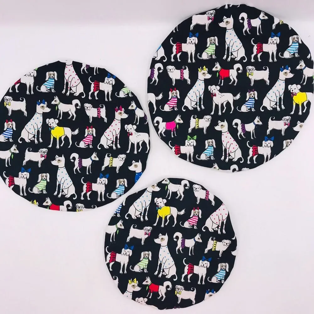 Cotton Bowl Cover For Sourdough, 3 Size Set, Reusable Washable Delightful Dogs